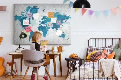Tableau en liège déco Carte du globe grand format