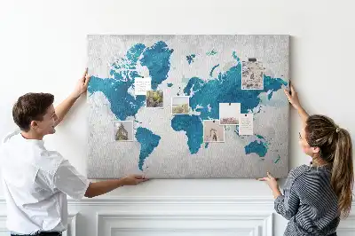 Tableau en liège déco Carte du globe grand format