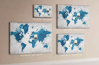Tableau en liège déco Carte du globe grand format
