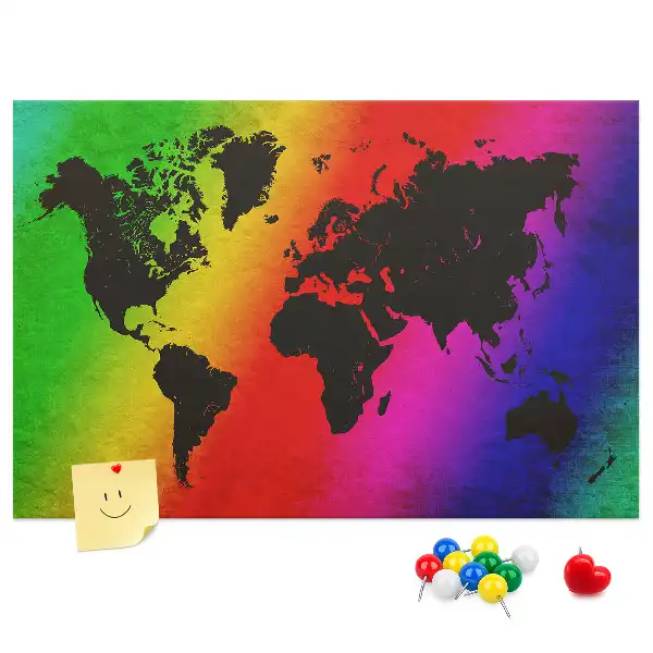 Tableau d’affichage en liège Carte du monde pour le bureau