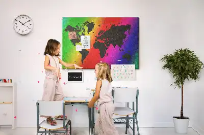 Tableau d’affichage en liège Carte du monde pour le bureau