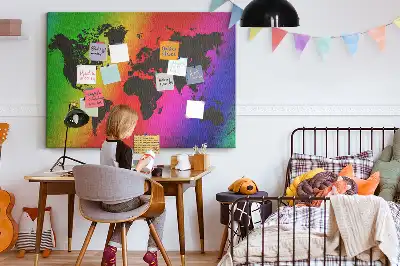 Tableau d’affichage en liège Carte du monde pour le bureau