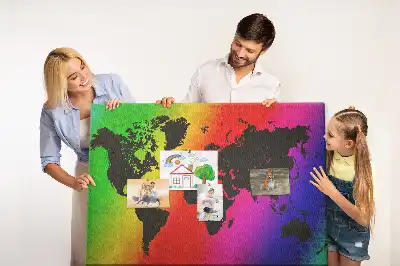 Tableau d’affichage en liège Carte du monde pour le bureau