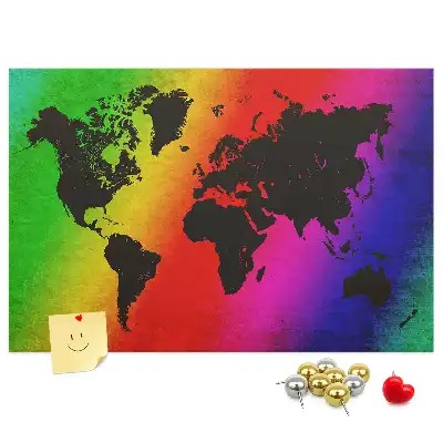 Tableau d’affichage en liège Carte du monde pour le bureau