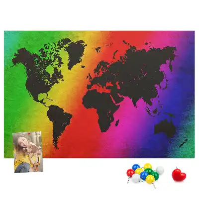 Tableau d’affichage en liège Carte du monde pour le bureau
