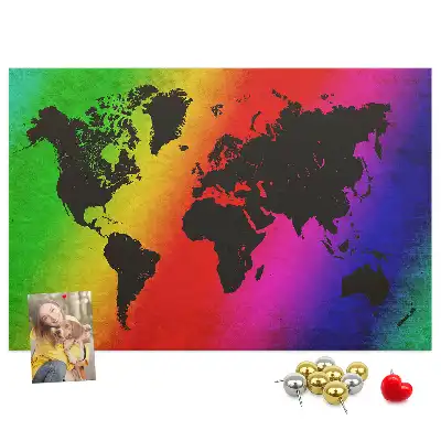 Tableau d’affichage en liège Carte du monde pour le bureau