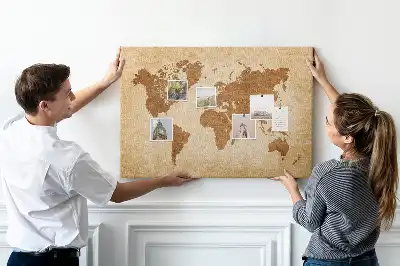 Tableau en liège déco Carte du monde de style ancien
