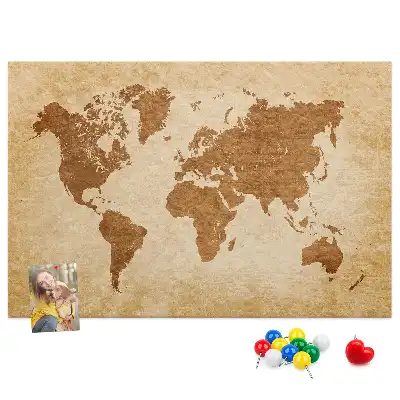 Tableau en liège déco Carte du monde de style ancien