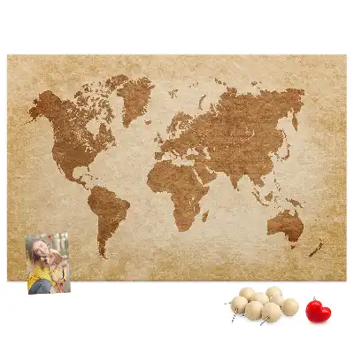 Tableau en liège déco Carte du monde de style ancien