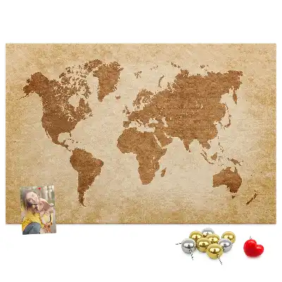 Tableau en liège déco Carte du monde de style ancien