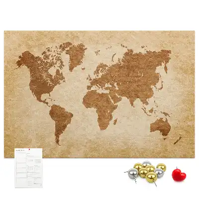 Tableau en liège déco Carte du monde de style ancien
