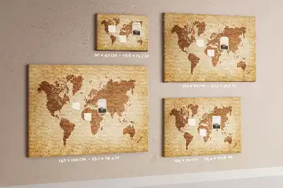 Tableau en liège déco Carte du monde de style ancien