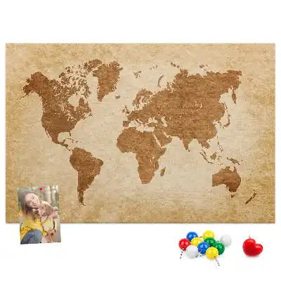 Tableau en liège déco Carte du monde de style ancien