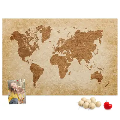 Tableau en liège déco Carte du monde de style ancien