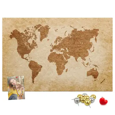 Tableau en liège déco Carte du monde de style ancien