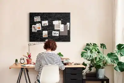 Tableau d’affichage en liège Mur de briques sombre