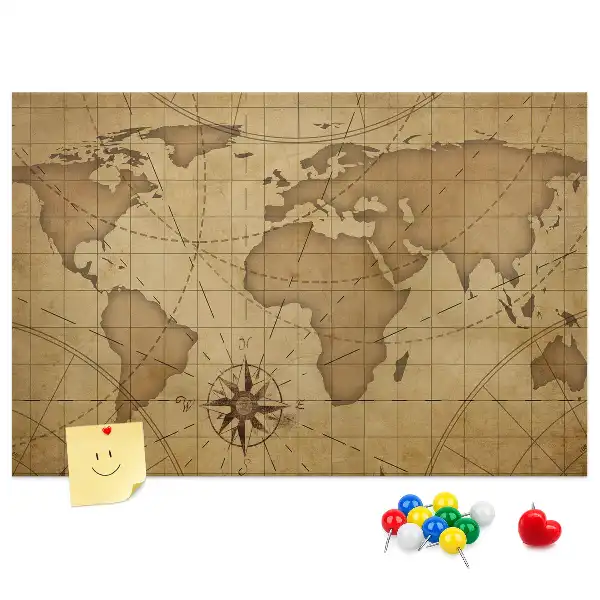 Tableau en liège déco Carte du monde vintage