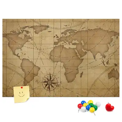 Tableau en liège décoratif carte du monde style vintage