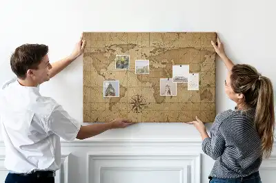 Tableau en liège déco Carte du monde vintage
