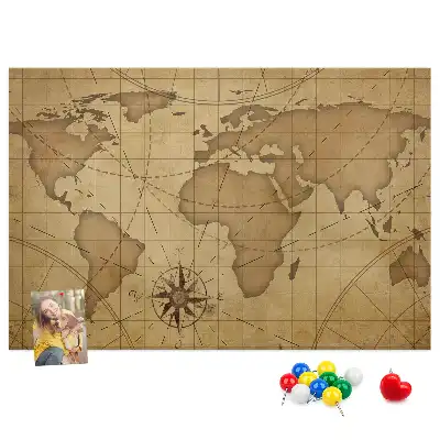 Tableau en liège déco Carte du monde vintage