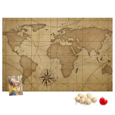 Tableau en liège déco Carte du monde vintage