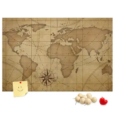 Tableau en liège déco Carte du monde vintage