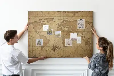 Tableau en liège déco Carte du monde vintage