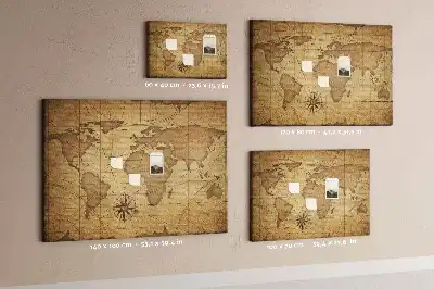 Tableau en liège déco Carte du monde vintage