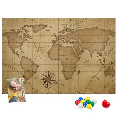 Tableau en liège déco Carte du monde vintage