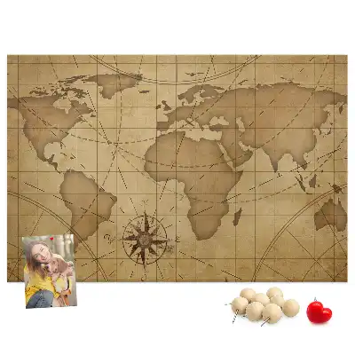 Tableau en liège déco Carte du monde vintage