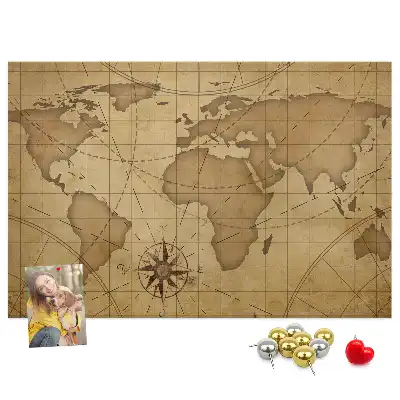 Tableau en liège déco Carte du monde vintage