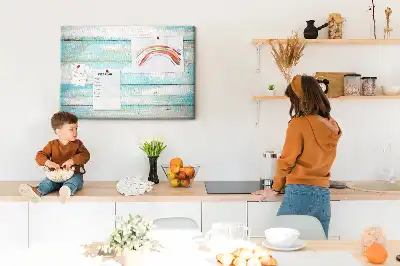 Tableau en liège déco Planches bleues