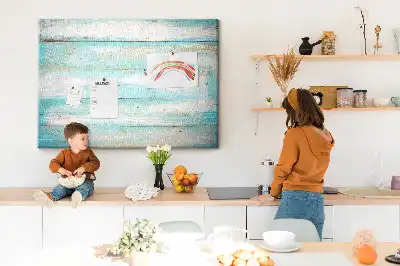 Tableau en liège déco Planches bleues