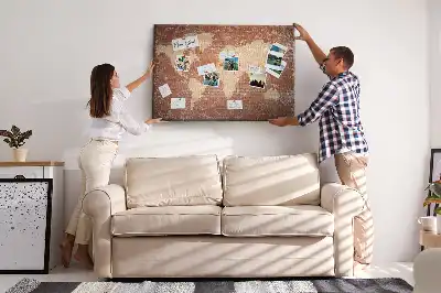 Tableau d’affichage en liège Carte du Monde sur brique