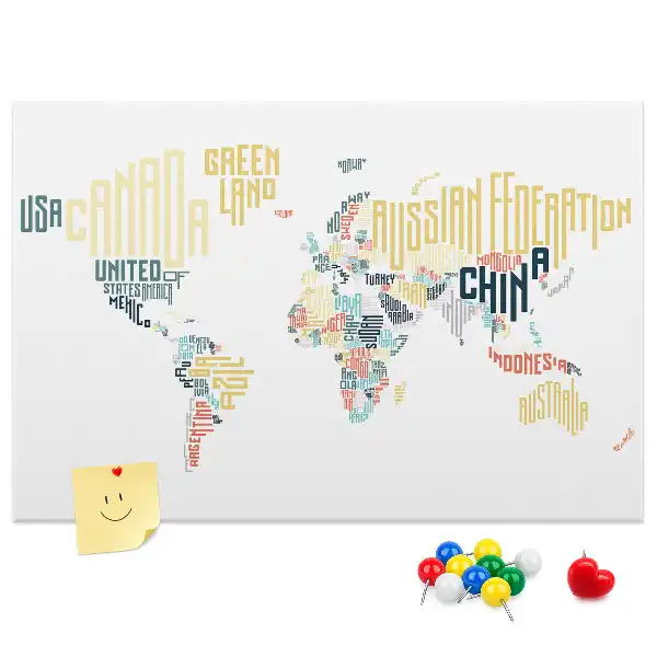 Tableau en liège déco Noms de pays