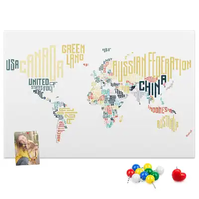 Tableau en liège déco Noms de pays