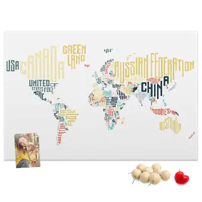 Tableau en liège déco Noms de pays