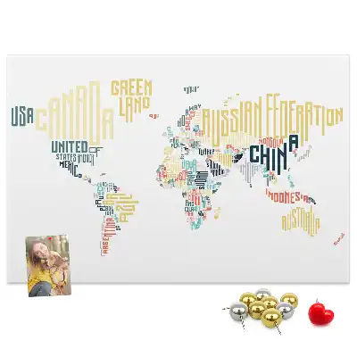 Tableau en liège déco Noms de pays