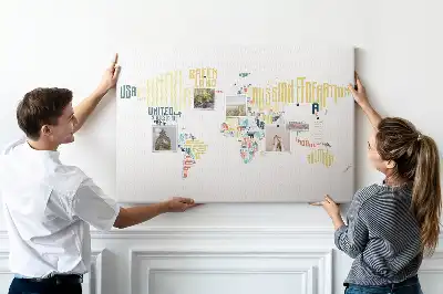 Tableau en liège déco Noms de pays