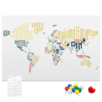 Tableau en liège déco Noms de pays