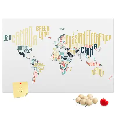 Tableau en liège déco Noms de pays
