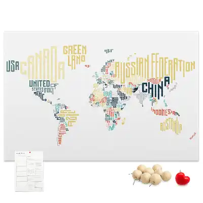 Tableau en liège déco Noms de pays