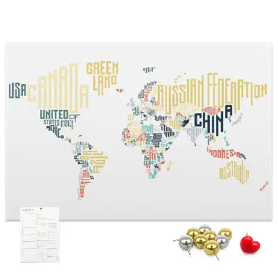 Tableau en liège déco Noms de pays