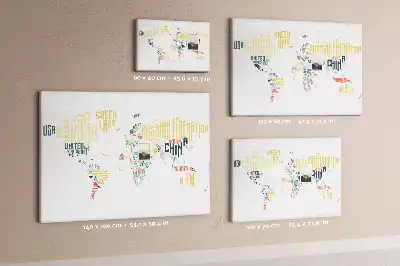 Tableau en liège déco Noms de pays