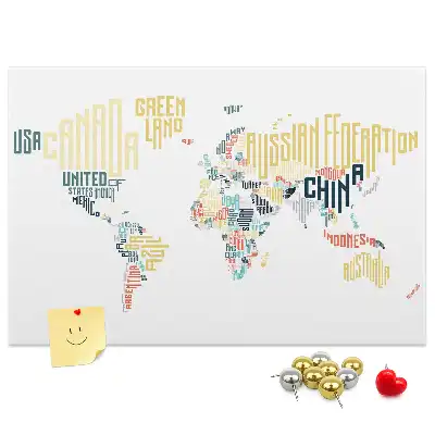 Tableau en liège déco Noms de pays