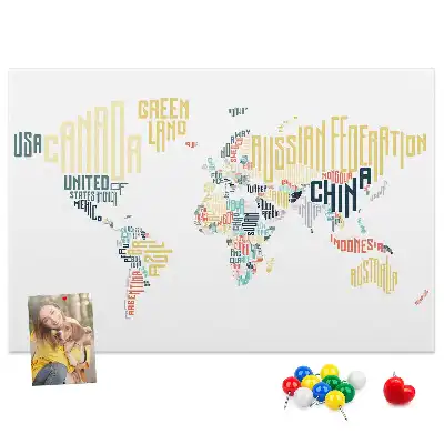 Tableau en liège déco Noms de pays