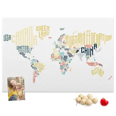 Tableau en liège déco Noms de pays