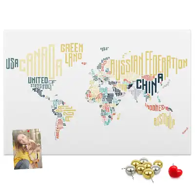 Tableau en liège déco Noms de pays