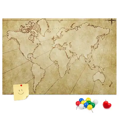 Tableau de liège Carte du monde vieillie pour le mur