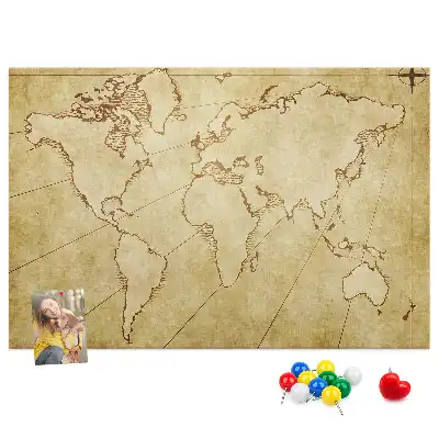 Tableau de liège Carte du monde vieillie pour le mur